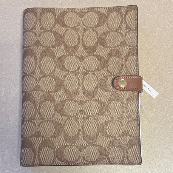 Coach Tan and Brown Signature Notebook Cover - Picture 1 of 5